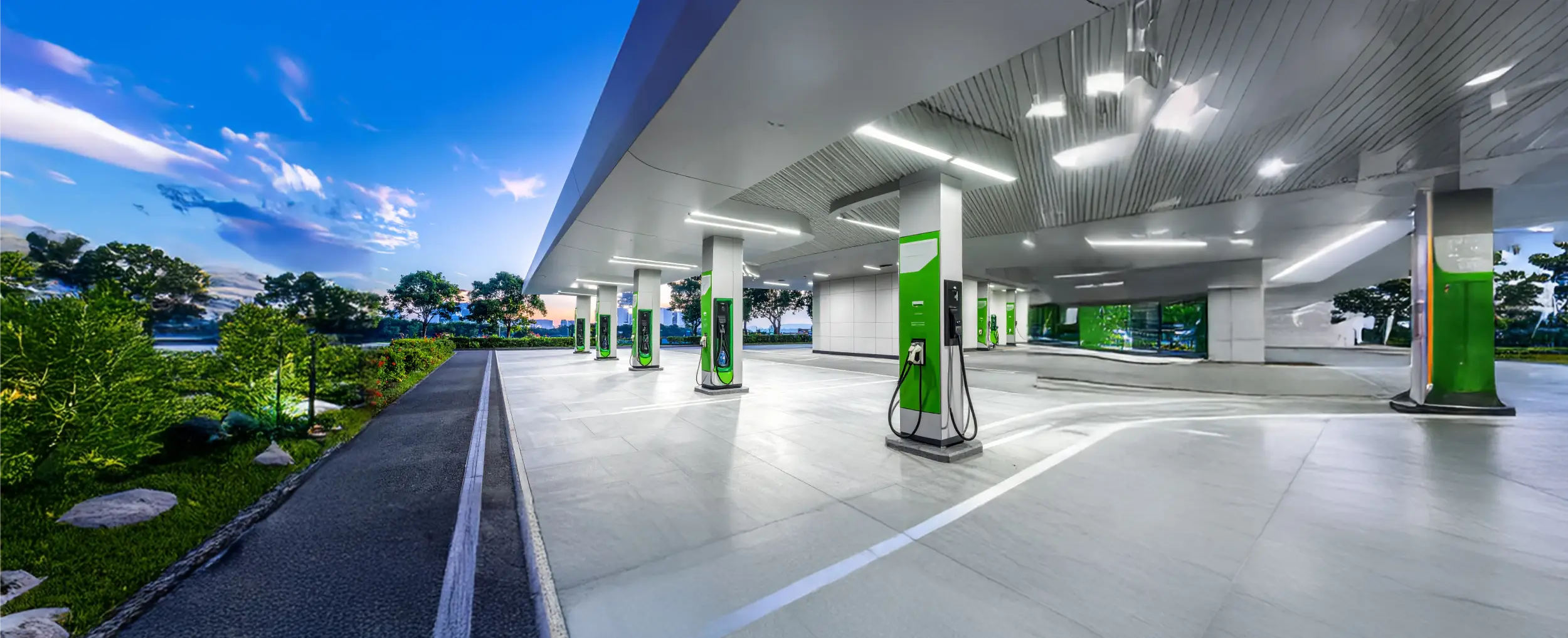 Installation of EV charging station in a parking lot