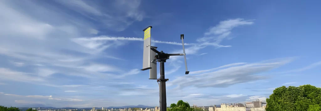 H-Rotor Vertical Axis Wind Turbine (VAWT) installed on a building rooftop